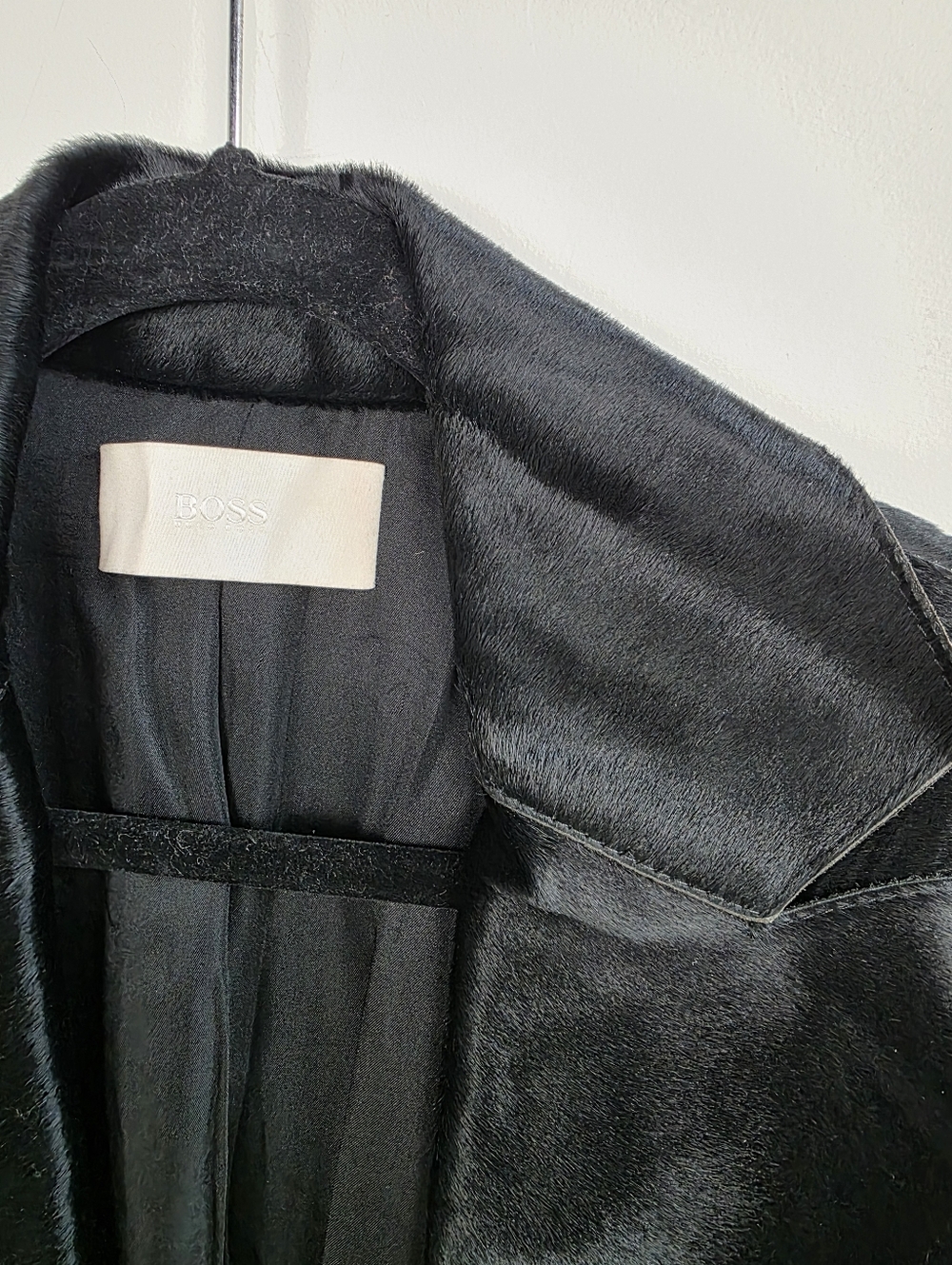 Boss Hugo Boss Black Fur Collared Long Vest Duster, Size Xs - Picture 2 of 6